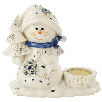Новогодний декоративный подсвечник "Снеговик с елкой" см Изготовитель: Китай Артикул: 2008-47 инфо 2217a.